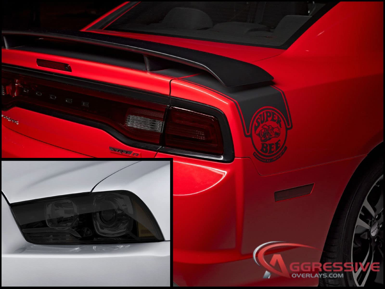 Compatible with 2011 to 2014 Dodge Charger Smoked Tail Light 3rd Brake & Rear Side Marker Overlays Film Tinted Vinyl Tint Film Black Out (20% Tail & Headlight PKG)