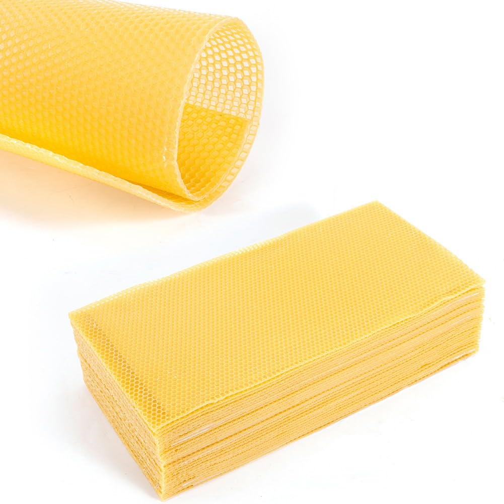 30 placas de cera de abejas 415 x 195 mm, 100 % natural, para apicultura y fabricación de velas, placa base para marco, color amarillo