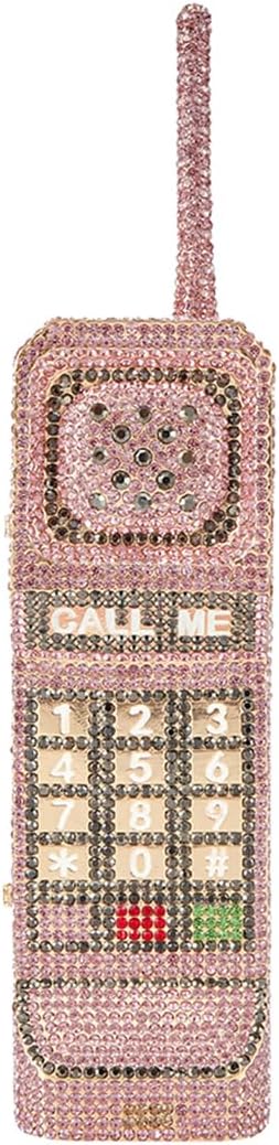 Women Funny Cellphone Rhinestone Clutch Novelty Diamond Handbag