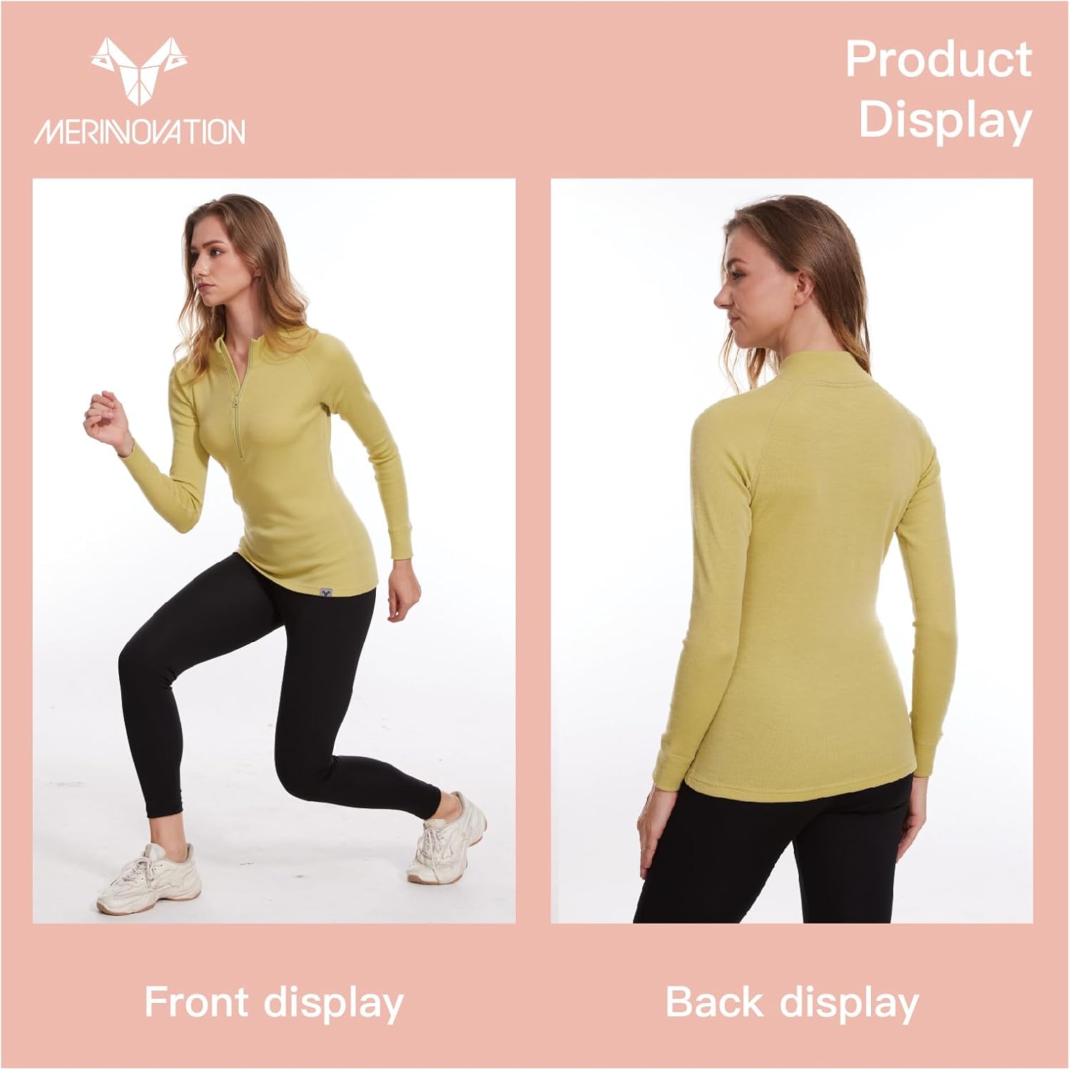 MERINNOVATION Merino Wool Base Layer for Womens - Wool Half Zip Sweater Long Sleeve Midweight Quarter Zip Women Shirt - Image 5