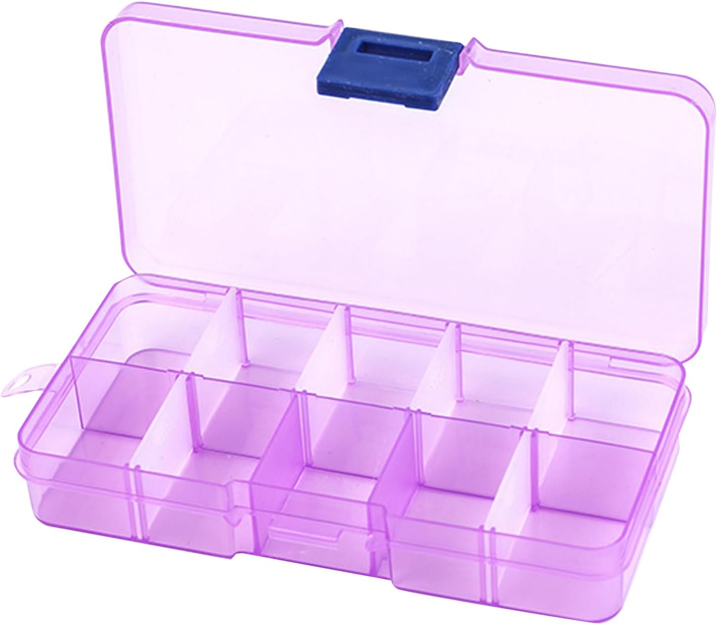 36 Pack 10 Grid Storage Box, 6 Color Small Plastic Jewelry Organizer Box with Adjustable Dividers, Clear Divider Storage Box Tackle Organizer Box for Beads, Buttons, Jewelry(2.5 x 5 In)