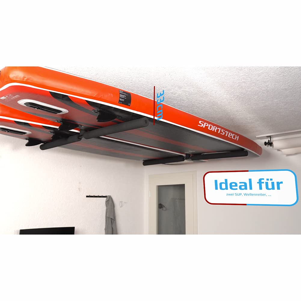 Double-Sup Montaje en Techo | Soporte para 2 Sup (Stand up Paddleboard) | Tabla de Surf | Longboard | Surfistas | Negro …
