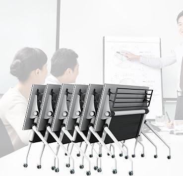 6 Pack Conference Room Tables,Collapsible Conference Table Modern Portable Modular Conference Table with Silent Wheels Meeting Table,Seminar Boardroom Mobile Training Tables T1908, 55.1x23.6x29.5
