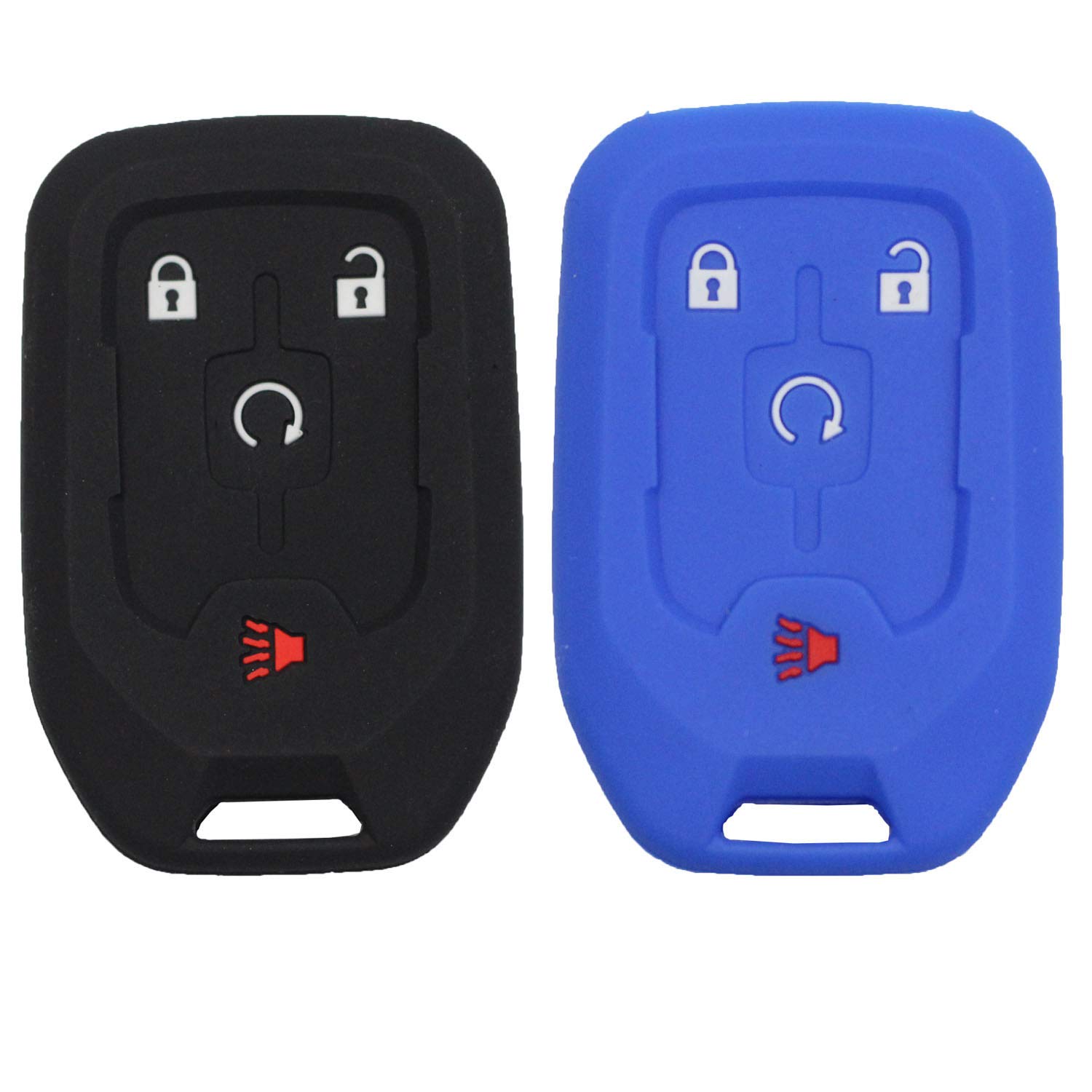 Btopars2pcs 4 Buttons Silicone Rubber Remote Smart Key Fob Keyless Case Cover Protector Holder Compatible with GMC Acadia Terrain 2018 2019 2020 2021 Black Blue