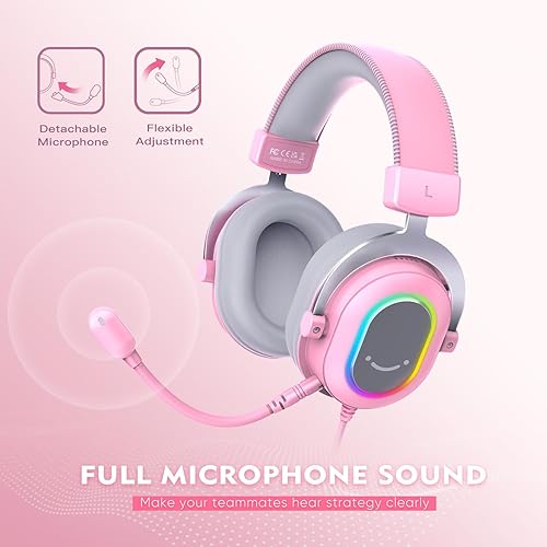 Miniatura 5 de FIFINE Auriculares para juegos de PC, auriculares con cable USB con micrófono, sonido envolvente 7.1, control en línea, auriculares RGB sobre la