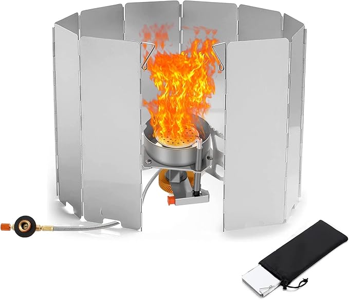 8-teiliger Faltbarer Windschutz Für Campingkocher - Leichter Aluminium Windschutz Mit Tragetasche