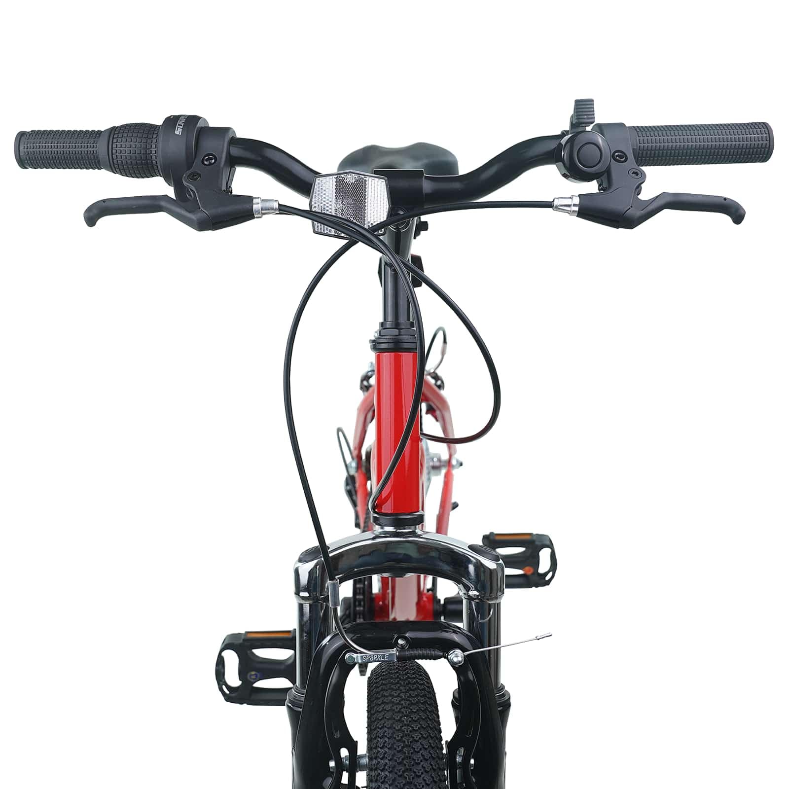 Bicicleta infantil en pulgadas con marco de acero negro de 6 velocidades para 6-11 años con asiento ajustable y manillar, freno para viajes seguros, ideal para exteriores, ocio, naturaleza y