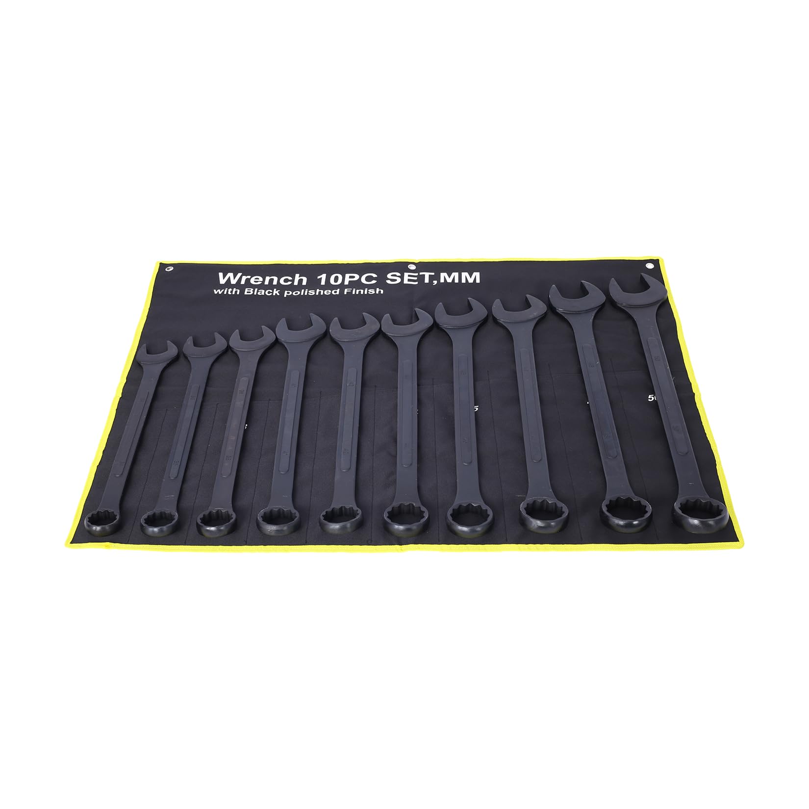 Juego de llaves jumbo de 10 piezas, juego de llaves combinadas grandes de 34-50 mm, acabado métrico de óxido negro con bolsa