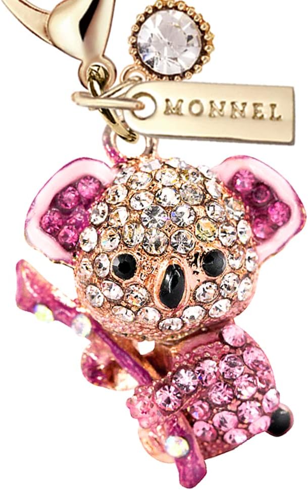 MC37 Crystal 3D Koala bear Lobster Clasp Charms Pendants with Pouch Bag (Pink ,1 piece) - Image 2