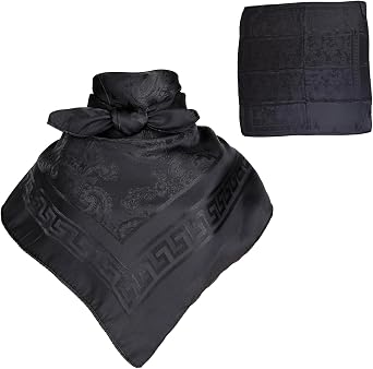 35x35 Inch Jacquard Silk Scarf for Women & Men, Large Square Head Scarf, Hair Scarf for Neck Cowboy Wild Rugged Style