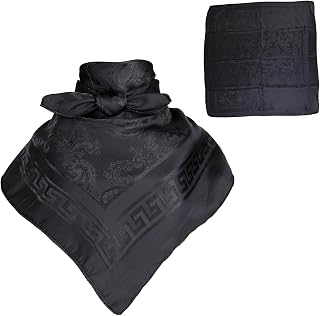 35x35 Inch Jacquard Silk Scarf for Women & Men, Large Square Head Scarf, Hair Scarf for Neck Cowboy Wild Rugged Style