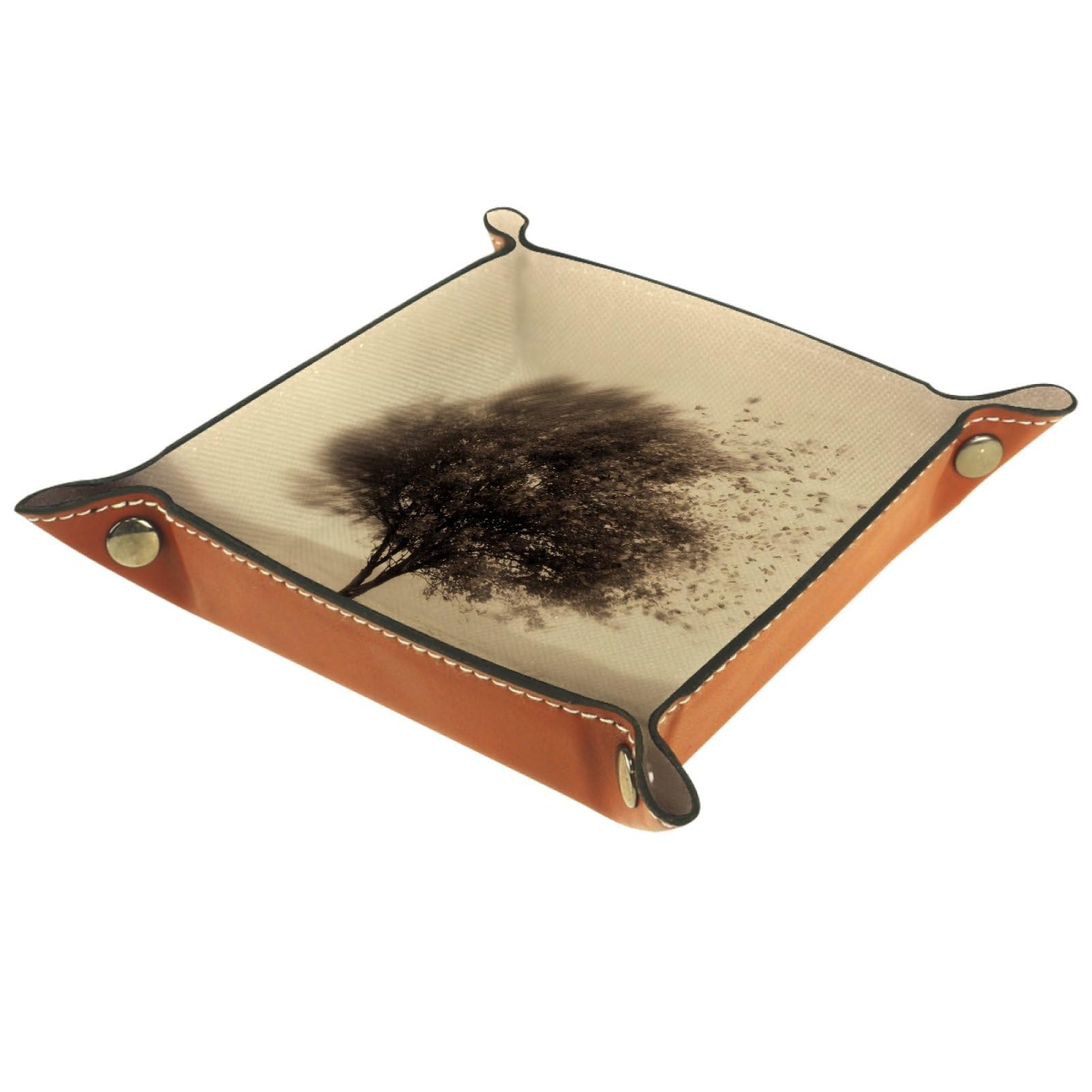 VAPOKF Trees Dice Trays Quadrilateral Dice Folding Tray Microfiber Leather Holder for Table Games RPG DND, 20.5 × 20.5 cm