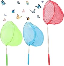 KOLZEMV Filet à Papillon Enfant, 3 Pièces Filet à Papillon, epuisette enfant, epuisette peche, Epuisette Peche pour Enfants, Filet de Papillon pour Capture de Poissons et Papillon