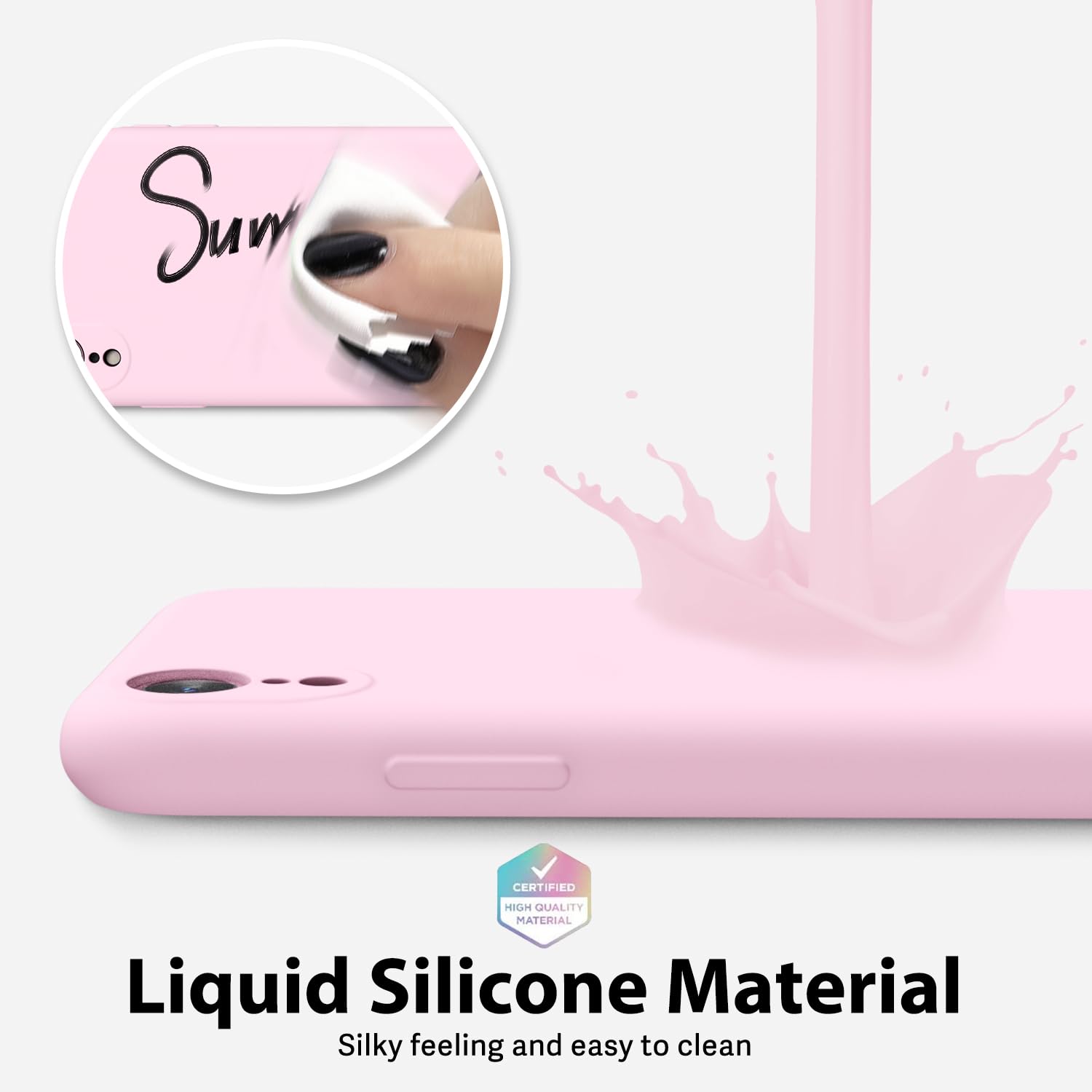 oakxco for iPhone 16 Pro Max Case Liquid Silicone, Soft Rubber Gel Elegant Aesthetic Basic Simple Cover, Cute Thin Slim TPU Matte Solid Color Plain Smooth Case for Women Girl, Light Pink — view 760