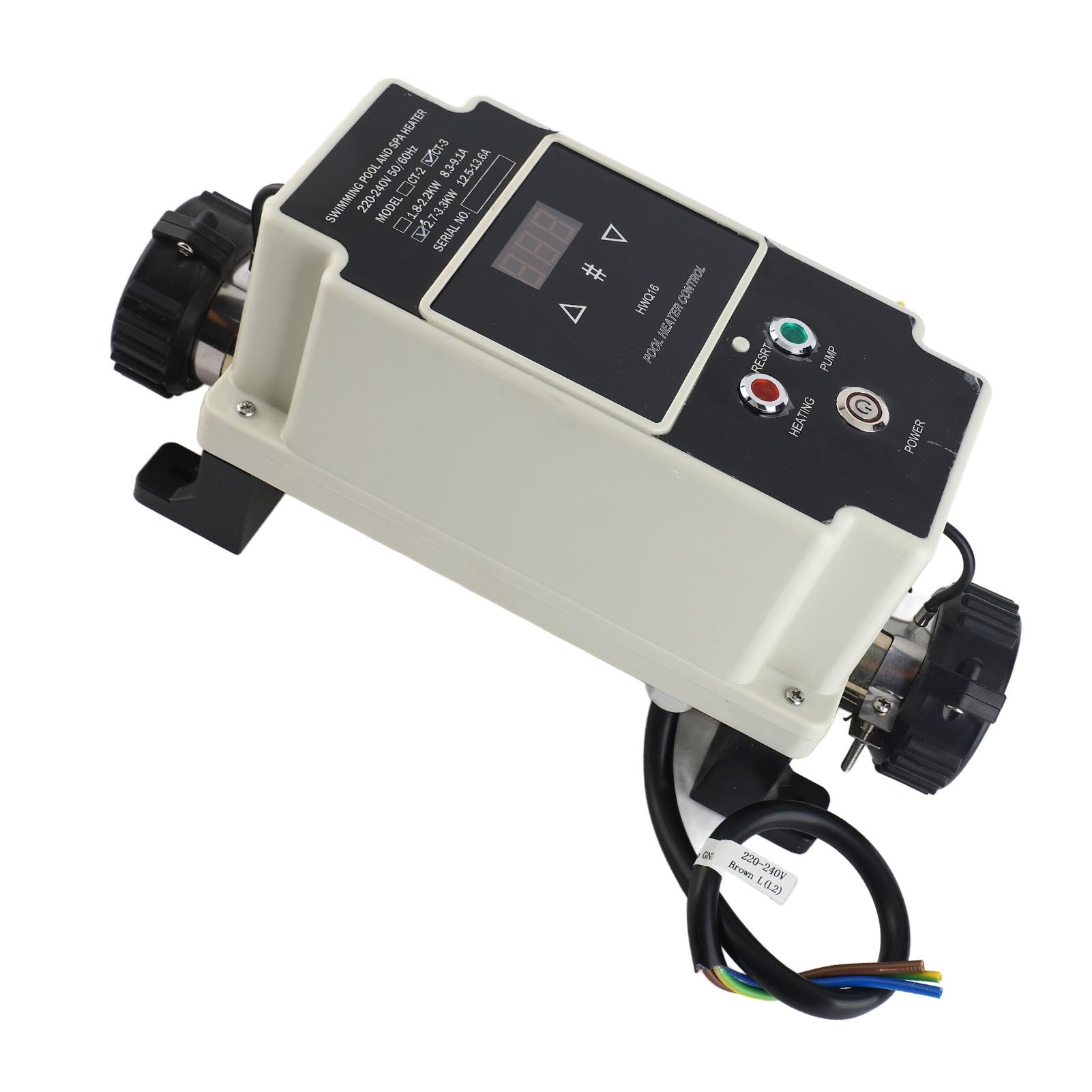 Yosoo Health Gear Chauffe-Piscine, Chauffe-Eau électrique de Piscine en Acier Inoxydable 2,7 à 3,3 KW 220 à 240 V Affichage du Thermostat Numérique pour Bain à Remous Spa Baignoire de Massage