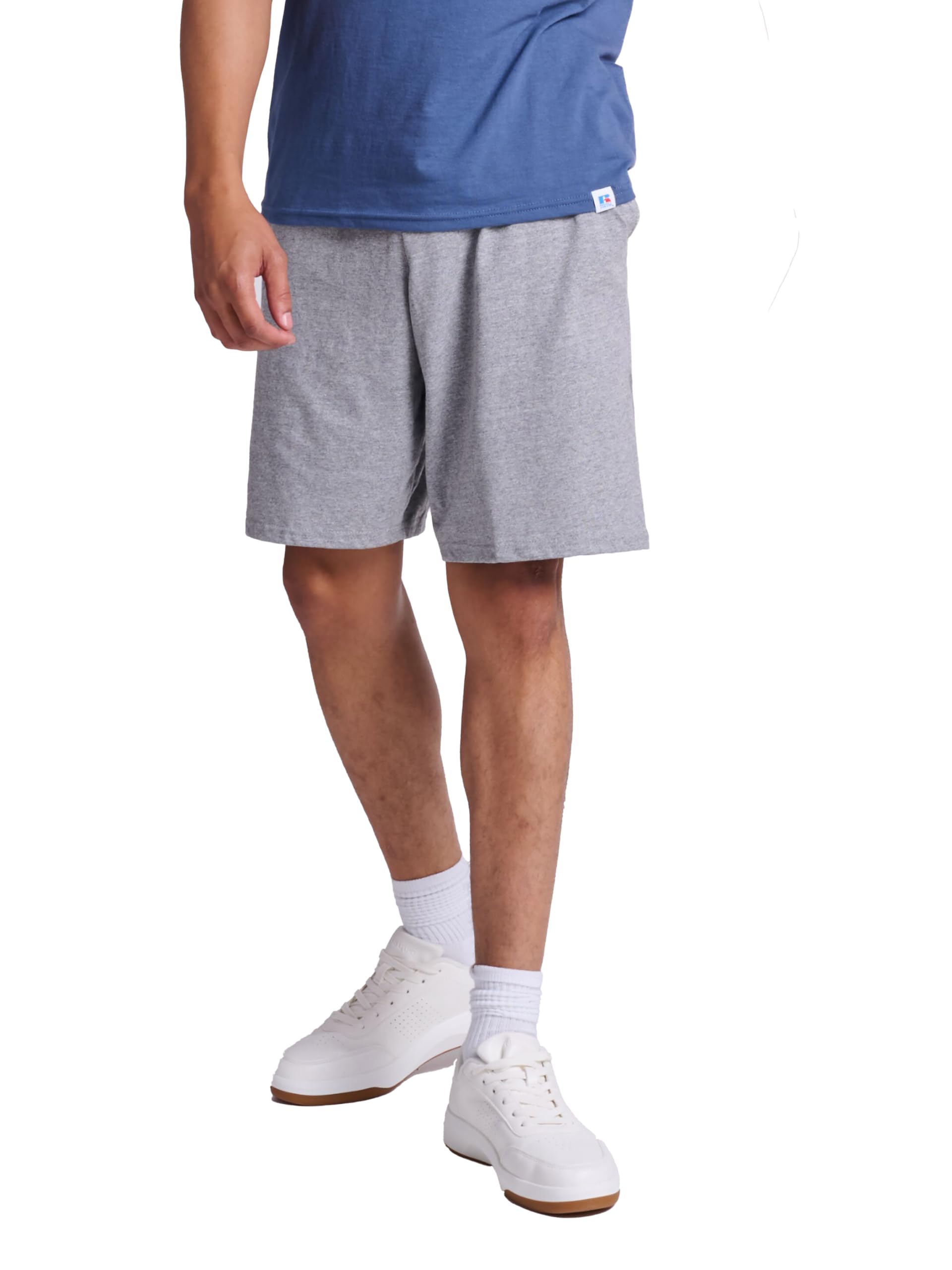 Russell AthleticMen's Relaxed Fit 9" Cotton Shorts with Pockets, Adjustable Elastic Waist, Sizes S-4XOEKO-TEX STANDARD 100