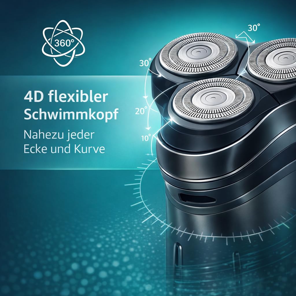 Oryzon Herrenrasierer V1 Pro, Rotationsrasierer mit effizientem Rotationsmotor & Pro-Scherkopf, für glatte Rasur im Alltag (Blau)