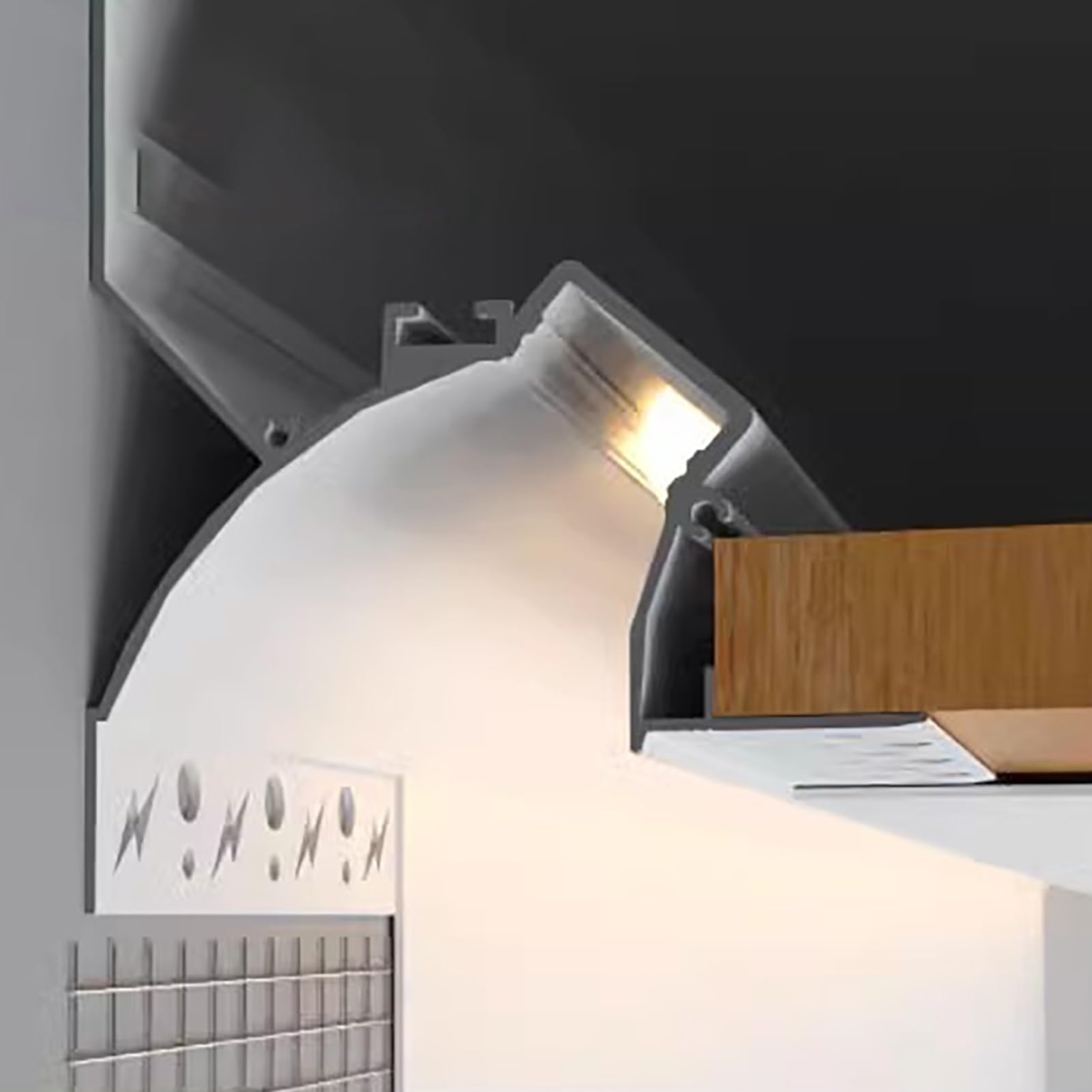 Tira de Luces LED Blancas de 1 M Alimentada por Red Eléctrica, Difusor de Iluminación de Techo con Canal LED Empotrado, Luces LED Ocultas para Oficina, Cocina, Baño, Armario(B)