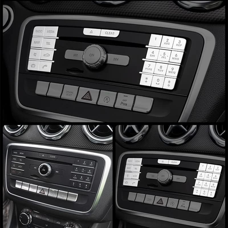 Car Center Console CD Panel Multimedia Buttons Decoration Cover Sticker Trim For Mercedes Benz GLA X156 2013-2019 CLA C117 2013-2018 A Class W176 2013-2018 B Class W246 2012-2019 CLS 2014-2017 (C)