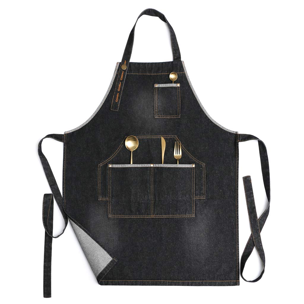 Jeanerlor Cotton Denim Apron for Hair stylist (2 colour) Adjustable Neck
