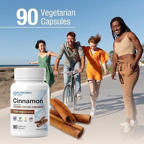 Miniatura 6 de Puregen Labs Canela Orgánica (Canela de Ceilán) 1,200mg por Porción 90 Cápsulas Vegetarianas - Sin Aditivos Nocivos  No Transgénico  Sin Gluten