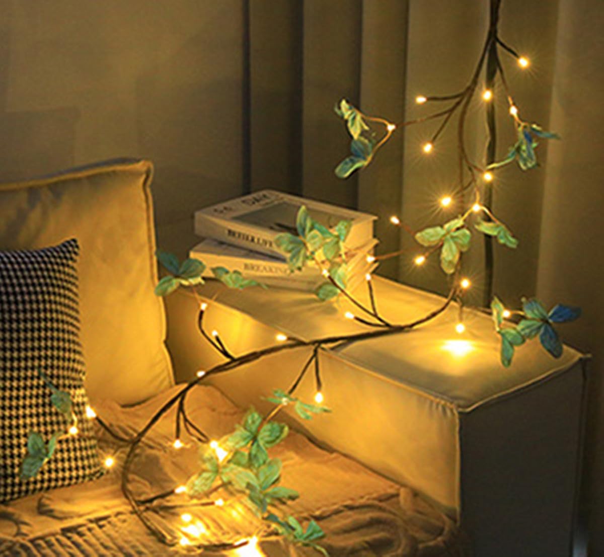 Willow Vine Lights, Luci di stringa di Natale a LED, Luci a batteria dei rami pieghevoli con timer 8 modalità per la decorazione natalizia della casa della parete (Blu 36LED)