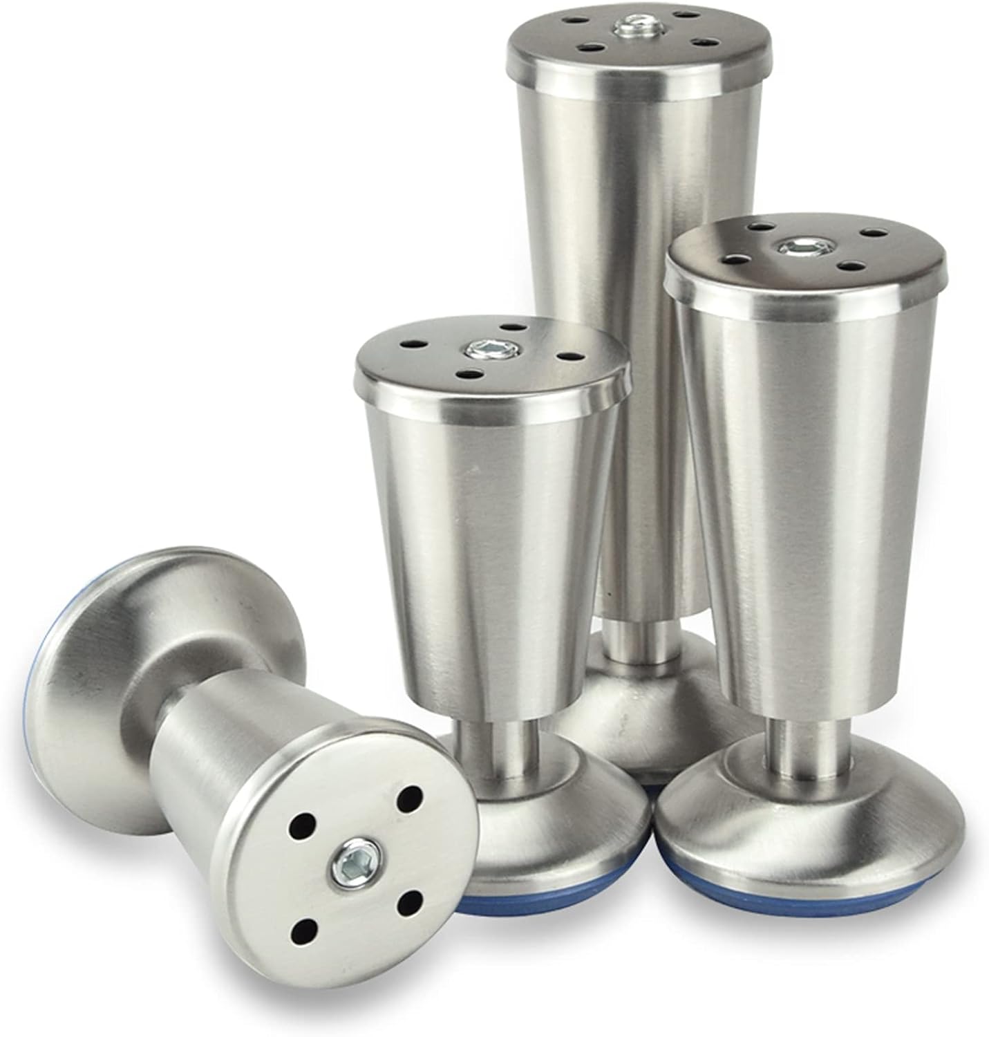 Set of 4 Adjustable Furniture Legs,Stainless Steel Cabinet Legs Metal Coffee Table TV Stand Legs,Cup Shape,Furniture Sofa Foot,Bathroom Cabinet Support Legs,with Screws,Silver (120mm/4.7in)