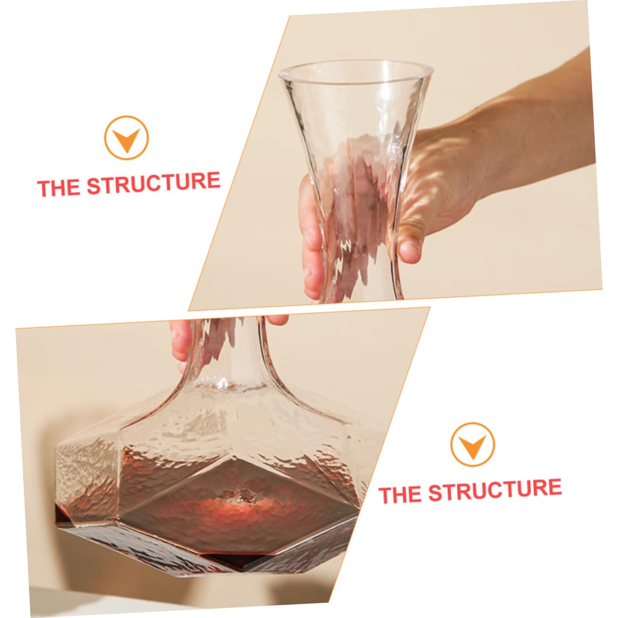 TEHAUX Decanter Stabile da Usare in Materiale Sintetico per Vino Geometrico e Tocco Confortevole Design Creativo in Bar e Ristorante