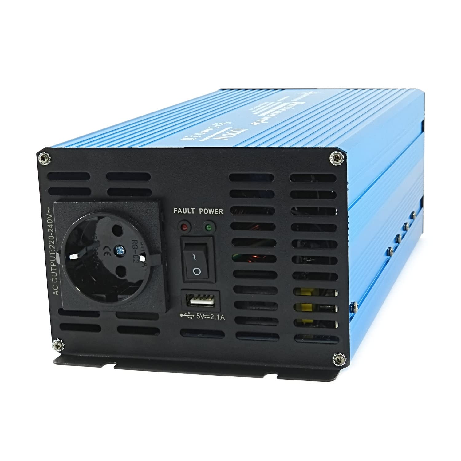 SOLARTRONICS TS1000 Spannungswandler 24V 230V 1000/2000 Watt Reiner Sinus blau Solar Inverter 24V auf 220V Wechselrichter Umrichter USB AC Steckdose