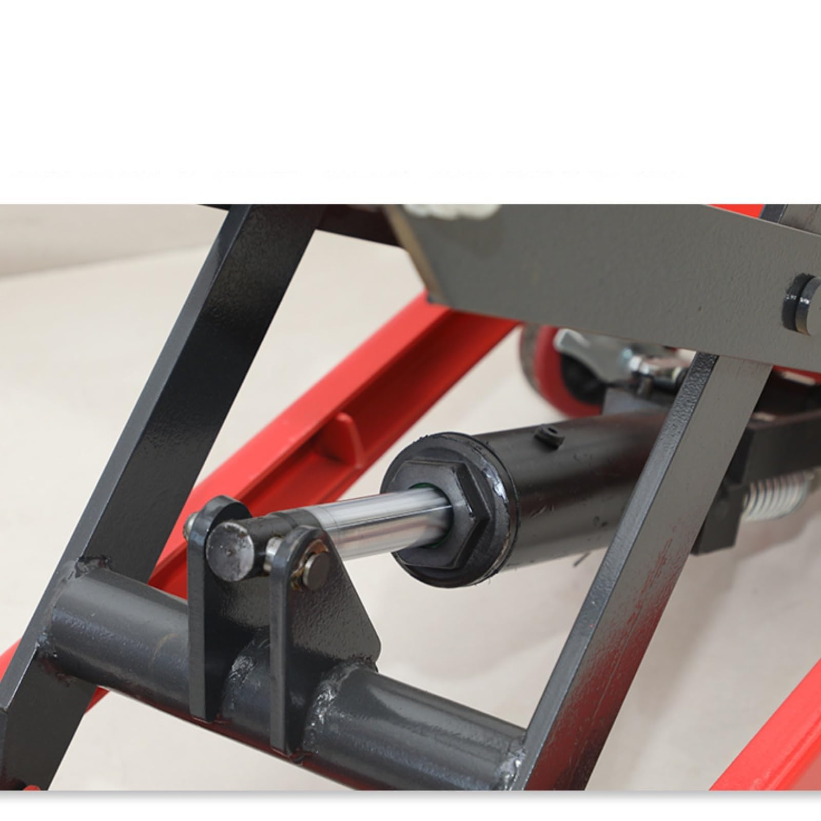 Hydraulischer Hubtischwagen, manueller Doppelscherenhubtisch mit rutschfester Unterlage und 4 Rädern, rot(150kg 1.22m)