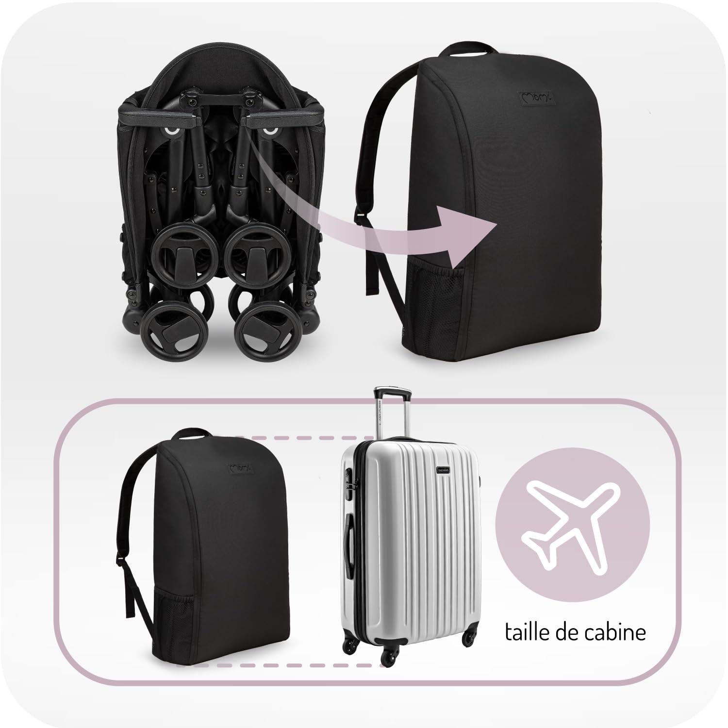 Poussette MoMi GRACE enfant 6 mois 15 kg pliable harnais sécurité 5 points panier courses
