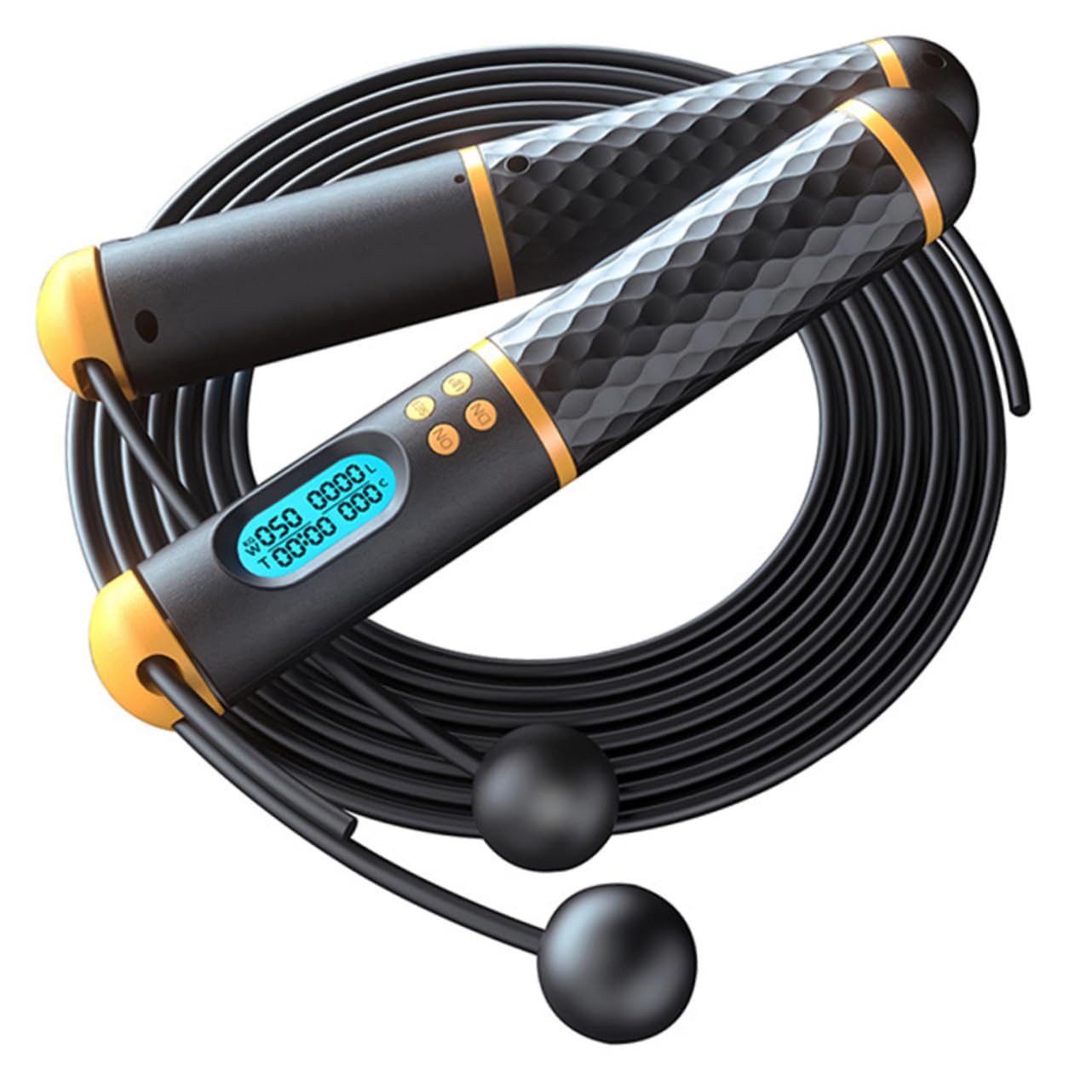 Happyyami 1set Corda Per Salto Con Contatore Elettronico e Manici Pesati Corda Da Fitness Per Esercizi Boxe Mma e Allenamento Palestra Grovigli