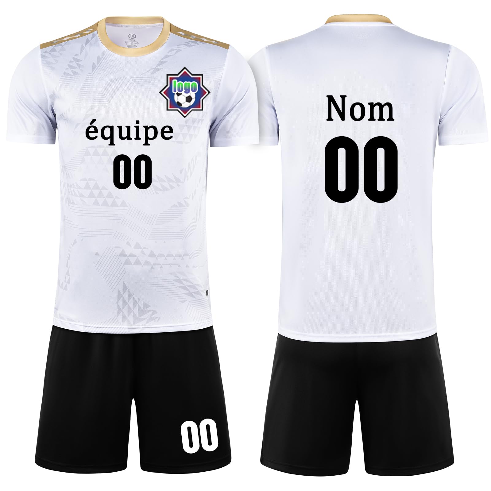 Maillot de Foot Enfant Personnalisé avec Nom Nombre Ensemble Foot Enfant Maillot Football Homme Kit Entrainement Foot Cadeau Personnalisé aux de Football