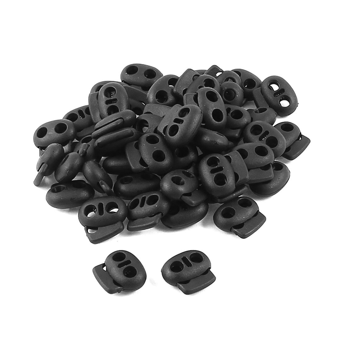 Plastic Double Holes Spring Loaded Rope Cord Lock 50pcs Black Amazon
