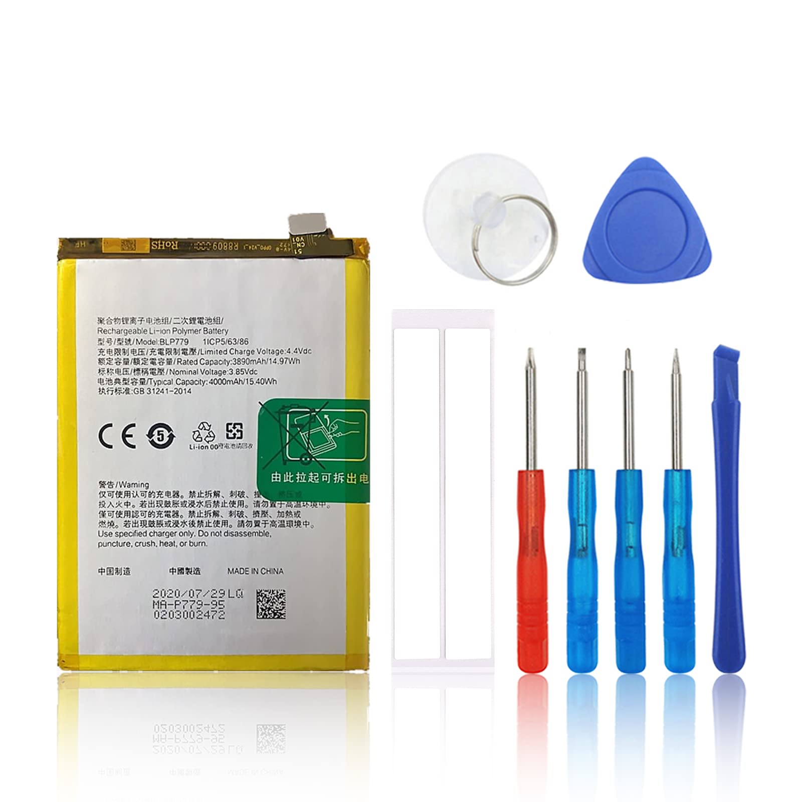 OEM BATTERIA TESTATA PARI ORIGINALE BLP779 PER RENO4 F - RENO4 Z   Reno4 Lite   A93   A92s - Foto 2