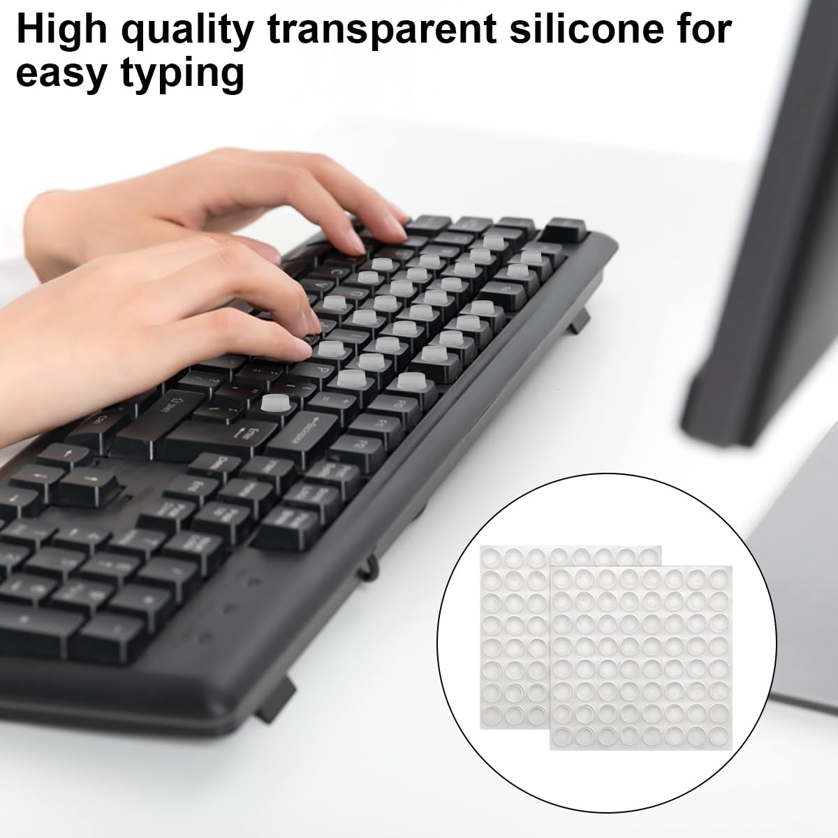 Autocollants Relief Tête De Chat Pour Clavier - 24 Pièces Transparentes, Aide à La Frappe Pour Ongles Longs, PC Portable/bureau