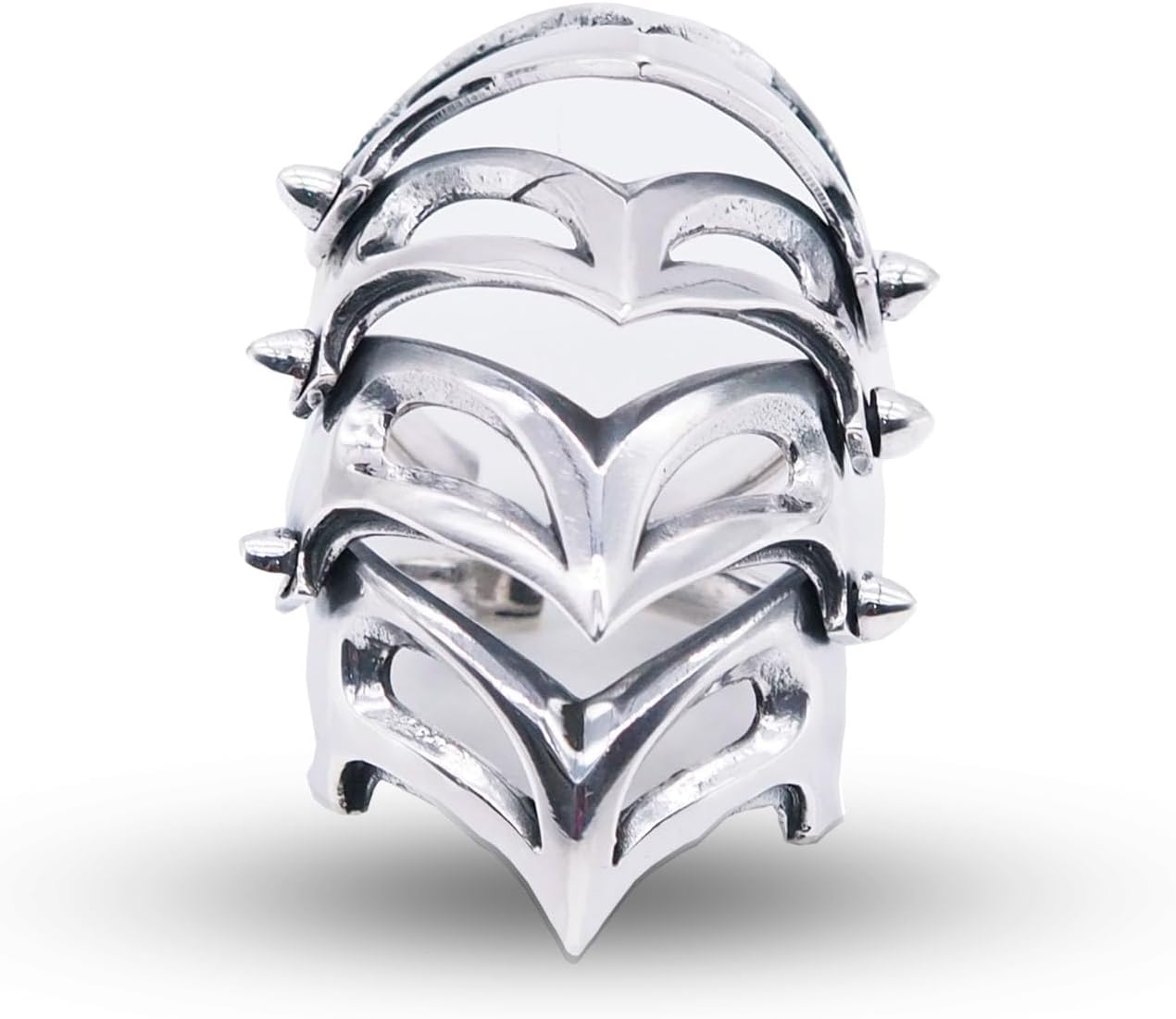 Gothic Full Finger Armor 925 Sterling Silver Warrior Articulated Knuckle Claw Ring with Flexible Joints, Cosplay & Gothic Jewelry