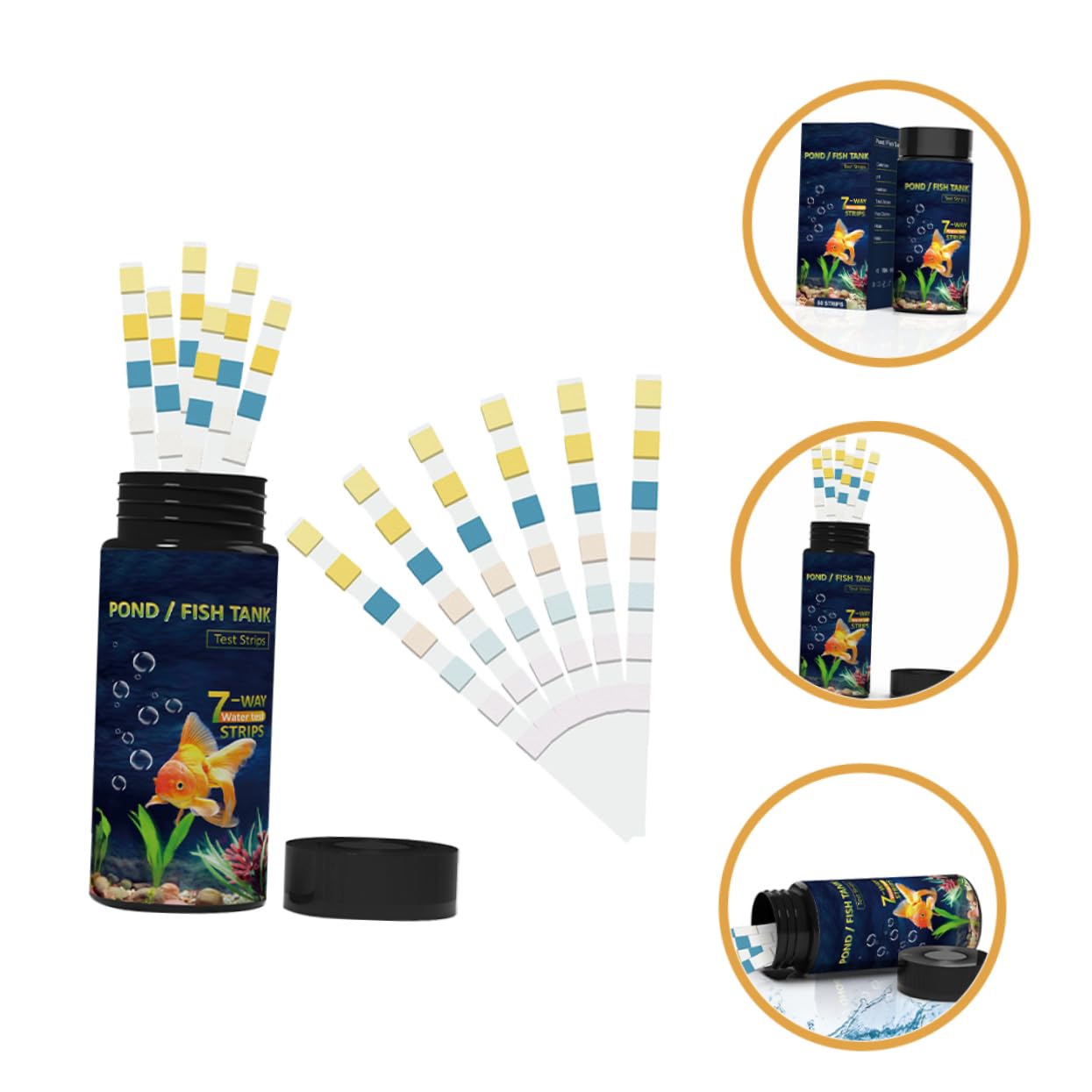 Unomor 4sets 7-in-1 Water Test Strips Set Pool Aquarium Fish Tank Testing Kit 50pcs*4