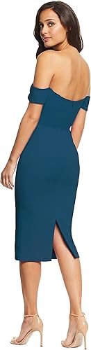 Dress The Population Bailey - Vestido Midi Ajustado con Hombros Descubiertos par