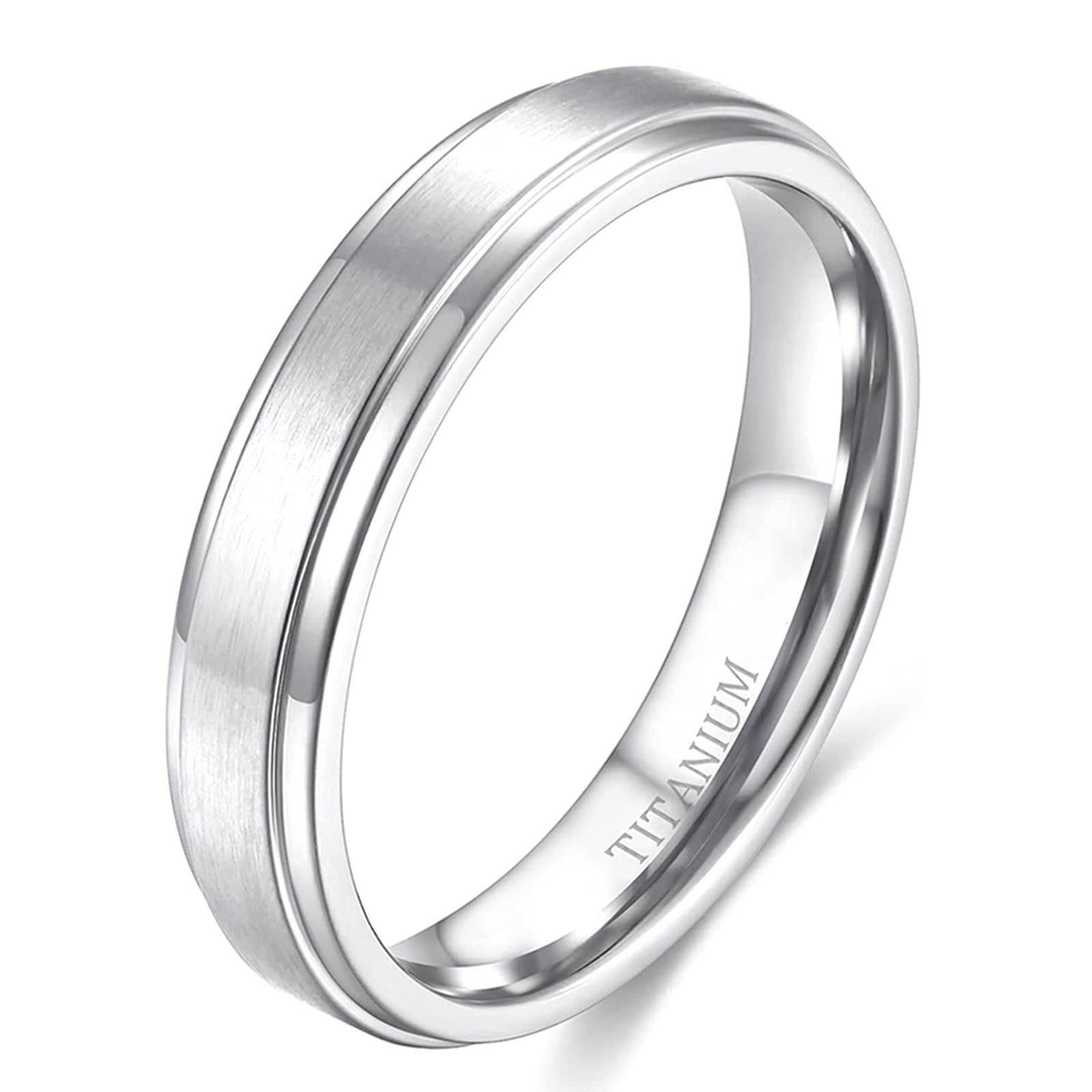 Zakk Ring Herren Damen Titan Verlobungsringe Eheringe Trauringe Silber Gebürstet 4mm 6mm 8mm