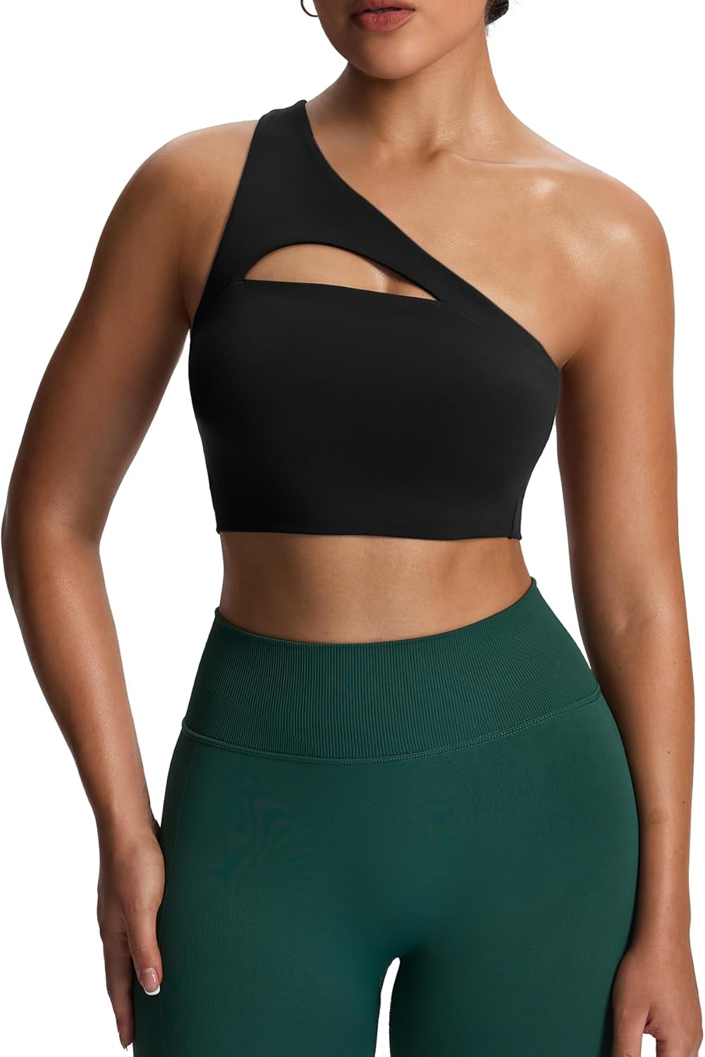 Aoxjox Women's Workout Sports Bras Fitness Gym Olivia Asymmetric One Shoulder Bra Yoga Crop Tank
