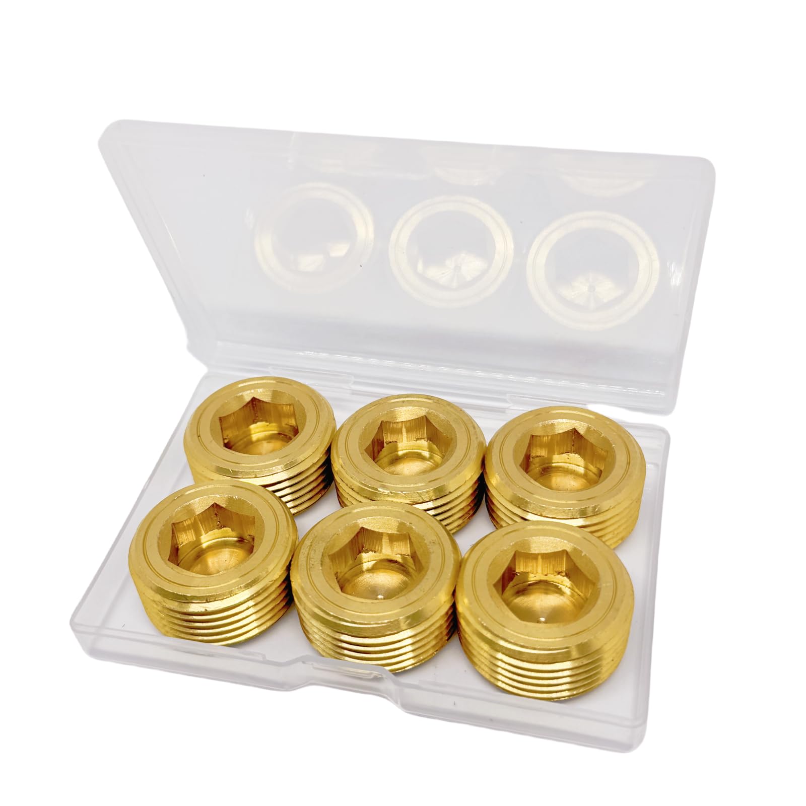 JSMOUID 6PCS 1" NPT Brass Male Pipe Plug Fitting Hex Counter Sunk Pipe Plug (1" NPT)