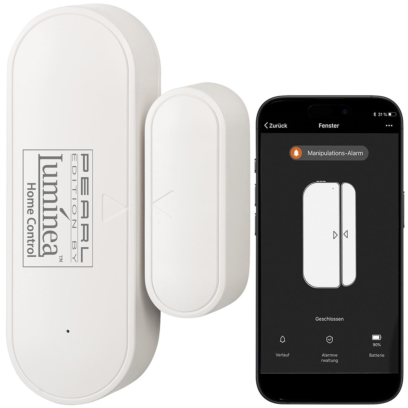 Luminea Home Control contatto finestra WLAN: Allarmi per porte e finestre WLAN, compatibile con Amazon Alexa e Google Assistant, App per notifiche globali, 1 anno di durata (sensore porta)