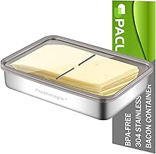 1PCS 304 Stainless Steel Refrigerator Organizer Containers Cheese Holder Fridge Containers Cheese Container Refrigerator Cheese Container Stainless Steel Containers (42 oz)