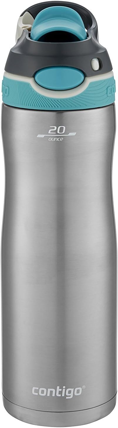 Contigo AUTOSPOUT Chug Chill Vacuum-Insulated Stainless Steel Water Bottle, 20 oz., Scuba Lid, SS/Scuba