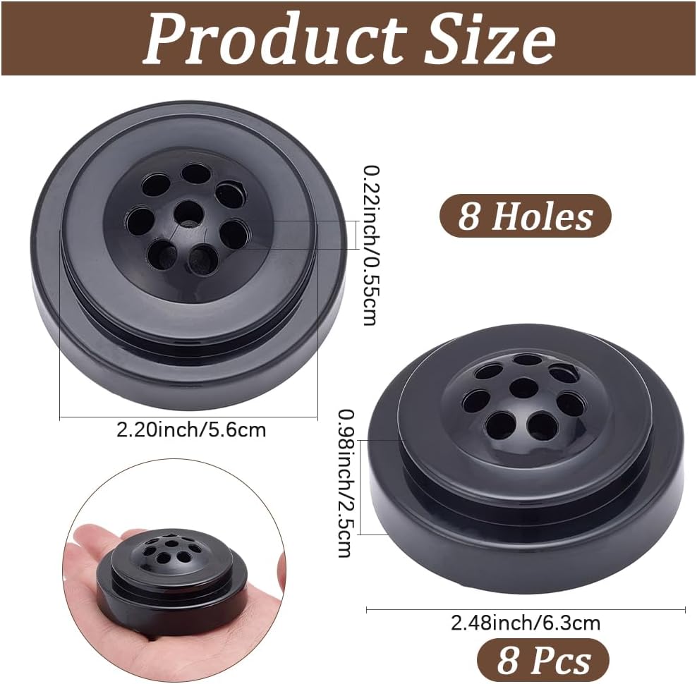 CRASPIRE 8Pcs 8 Hole Mini Desk Flag Holder Desktop Base Flag Stand 2.5x1 Plastic Stick Small Round Black Centerpiece Display Show Stands for Flagpole Table Centerpiece Indoor Office Company Party image 2