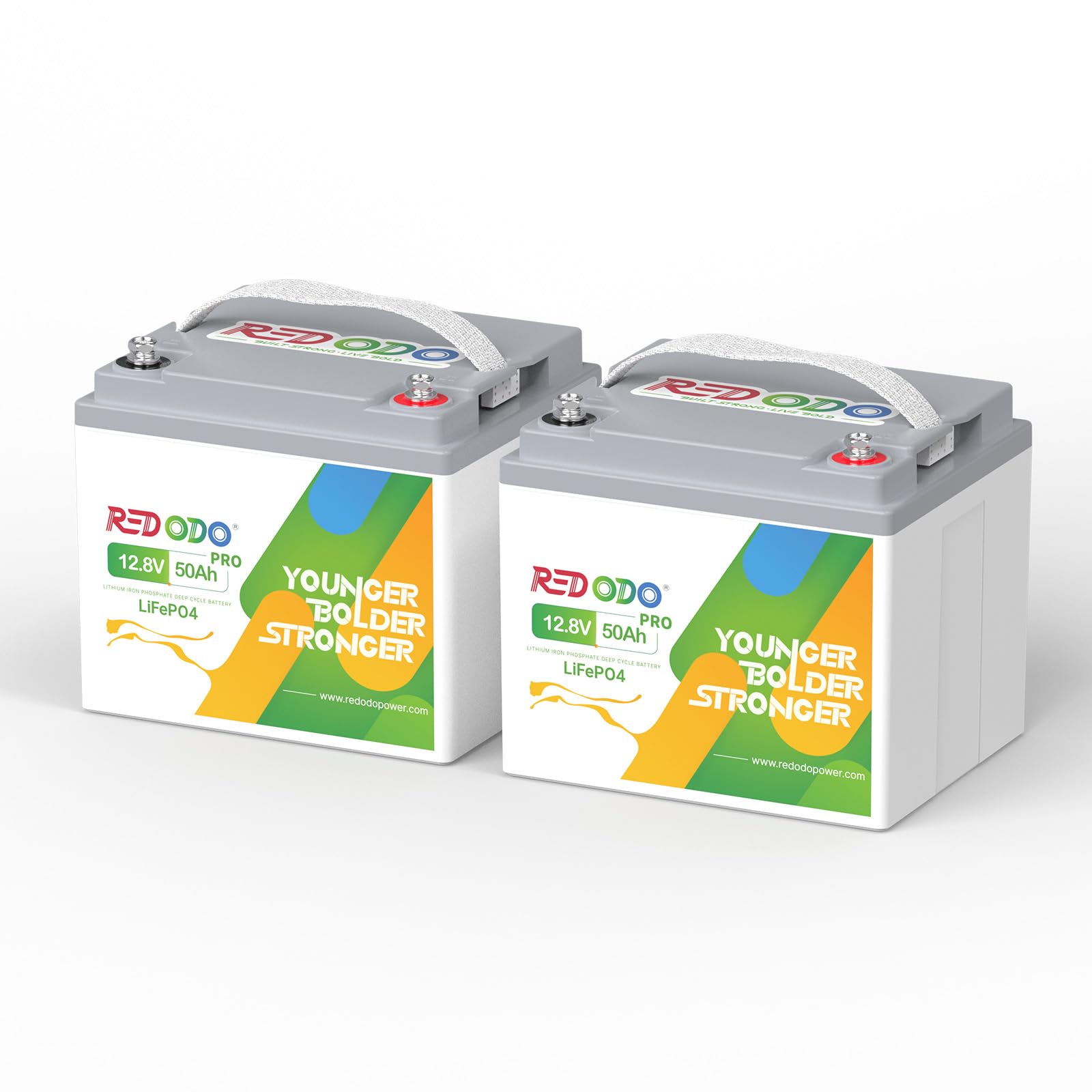 Redodo 12 V 50 Ah Pro LiFePO4 akumulator (2 sztuki) z BMS 50 A, 100% 640 Wh użyteczna energia do samochodów kempingowych, awarii prądu, silnika trollingu, systemu monitoringu, zastosowań