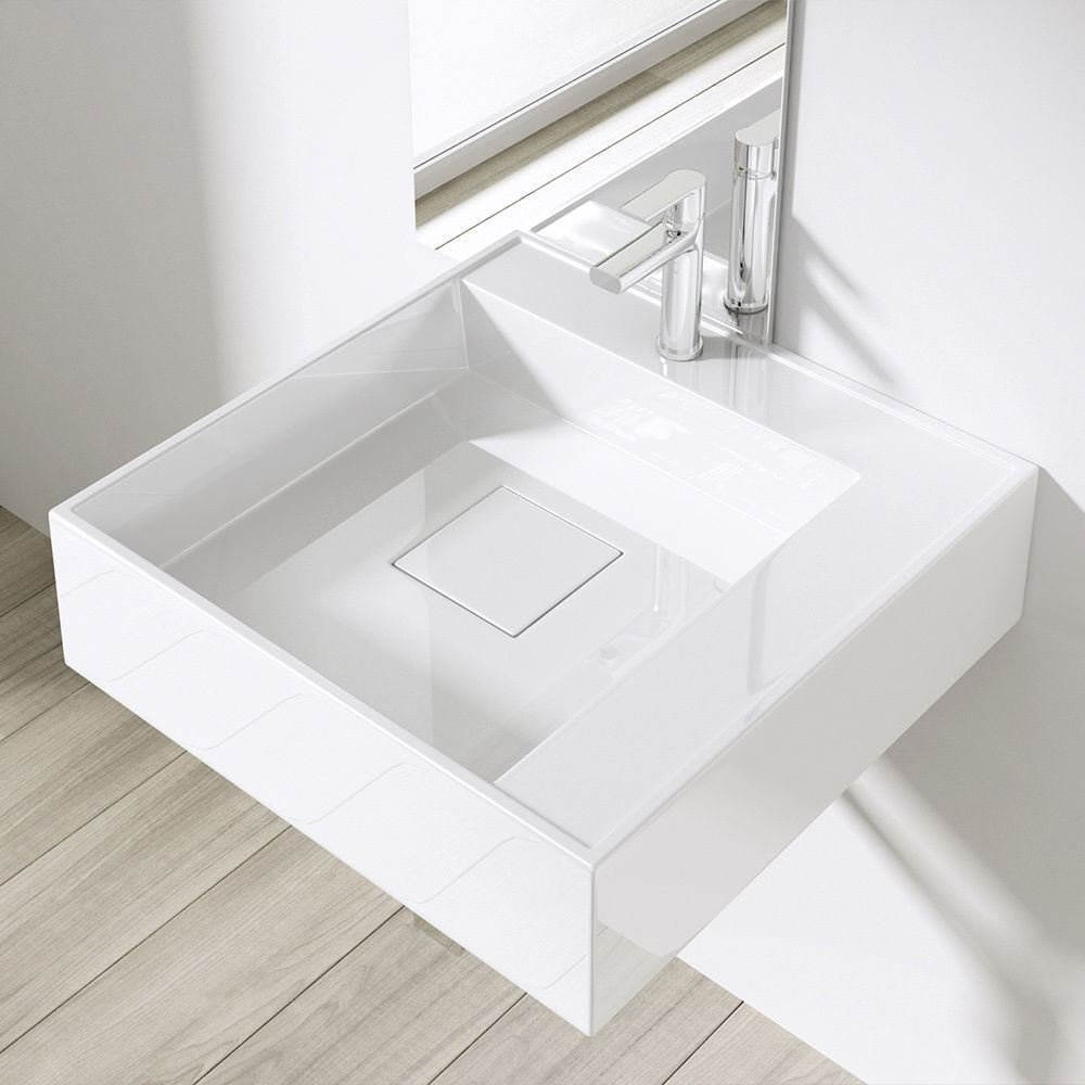 Db Durovin Bathrooms Glossy White Durovin Bathrooms Luxurious Stone Resin Bathroom Basin - Wall Hung Or Countertop Sink Square Bathroom Sink 500 X500 - Concealed Waste