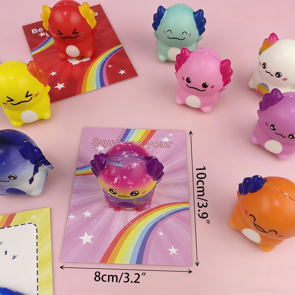 24 Pack Axolotl Slow Rising Squishies with Valentines Cards for Kids School Class Classroom Valentines Day Gifts Prizes Party Favors