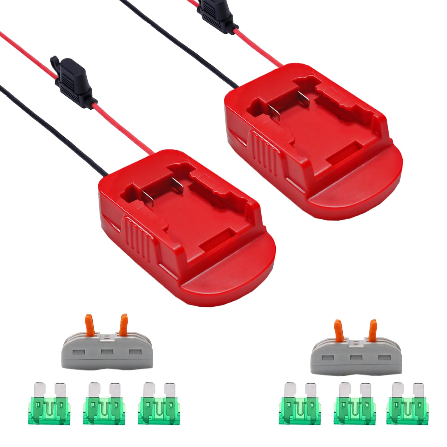 2 Packs Power Wheels Battery Adapter for Milwaukee M18 Battery Adapter - 6Pcs 30A Fuse, 2 Wire terminals & 12AWG Wire - Power Connector for Kids